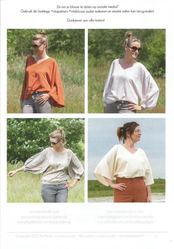 Patroon blouse voor dames en tieners - 'Vita' van Bel' Etoile